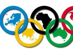 Синий, черный, красный, желтый, зеленый - цвета олимпийских колец